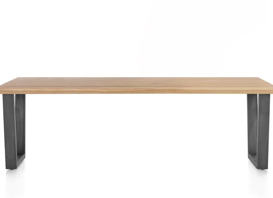 Nyborg, eetkamertafel 230 x 100 cm - rechte zijkant - V-poot geheel metaal