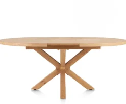 Nyborg, uitschuiftafel 150 (+ 40) x 130 cm - Deens ovaal - centrale poot hout
