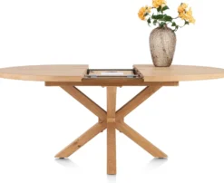 Nyborg, uitschuiftafel 150 (+ 40) x 130 cm - Deens ovaal - centrale poot hout