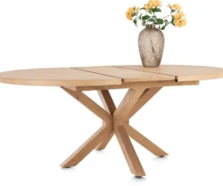 Nyborg, uitschuiftafel 150 (+ 40) x 130 cm - Deens ovaal - centrale poot hout