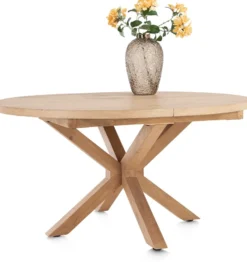 Nyborg, uitschuiftafel 150 (+ 40) x 130 cm - Deens ovaal - centrale poot hout