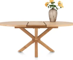 Nyborg, uitschuiftafel 150 (+ 40) x 130 cm - Deens ovaal - centrale poot hout