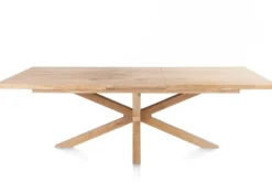 Nyborg, uitschuiftafel 190 (+ 50) x 100 cm - rand boomvorm - centrale poot hout