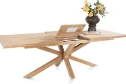 Nyborg, uitschuiftafel 190 (+ 50) x 100 cm - rand boomvorm - centrale poot hout