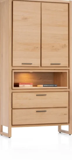 Nystead, bergkast 100 cm. - 2-deuren + 2-laden + 1-niche (+ LED)