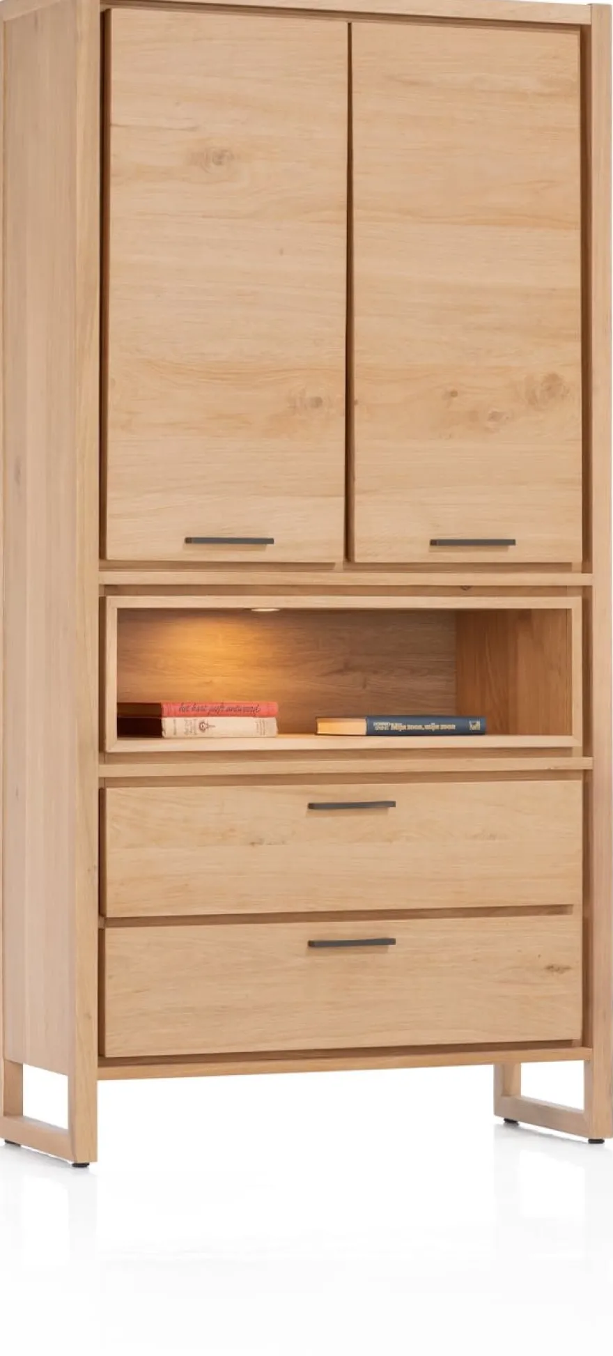 Nystead, bergkast 100 cm. - 2-deuren + 2-laden + 1-niche (+ LED)