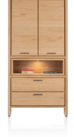 Nystead, bergkast 100 cm. - 2-deuren + 2-laden + 1-niche (+ LED)
