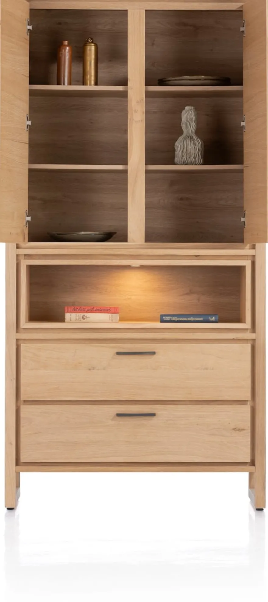 Nystead, bergkast 100 cm. - 2-deuren + 2-laden + 1-niche (+ LED)