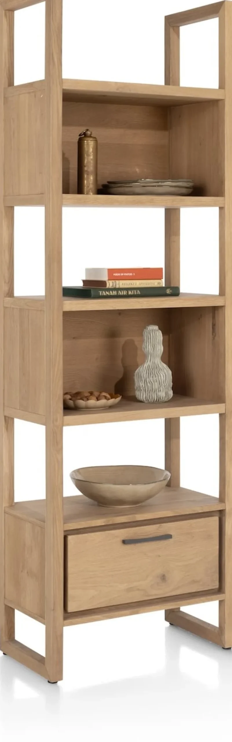 Nystead, boekenkast 65 cm. - 1-lade + 5-niches