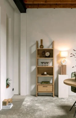 Nystead, boekenkast 65 cm. - 1-lade + 5-niches