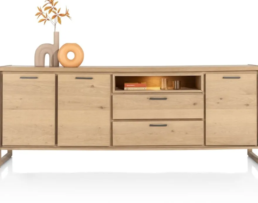 Nystead, dressoir 240 cm. - 3-deuren + 2-laden + 1-niche (+ LED)