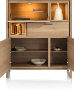 Nystead, highboard 125 cm. - 2-deuren + 1-lade + 1-klep + 2-niches (+ LED)