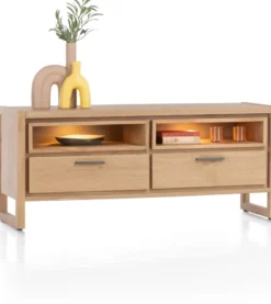 Nystead, lowboard 140 cm. - 2-laden + 2-niches (+ LED)