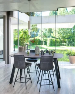 Palace, bartafel 150 x 120 cm - centrale poot (hoogte: 92 cm) - Antraciet