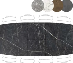 Palace, uitschuiftafel 190 (+ 60) x 110 cm - centrale poot - Onyx