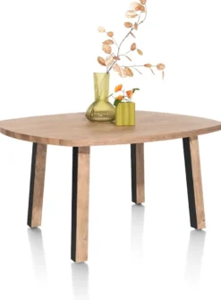 Pavarotti, bartafel 130 x 110 cm (hoogte: 92 cm) - 4-poot - metaal met houtinleg - tafelpoten (4) met houtinleg