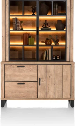 Pavarotti, buffetkast 140 cm - 2-glasdeuren + 1-deur + 2-laden (+ LED)
