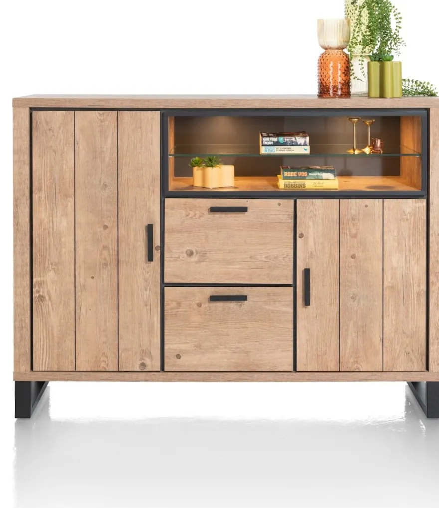 Pavarotti, dressette 160 cm - 2-deuren + 2-laden + 2-niches (+ LED)