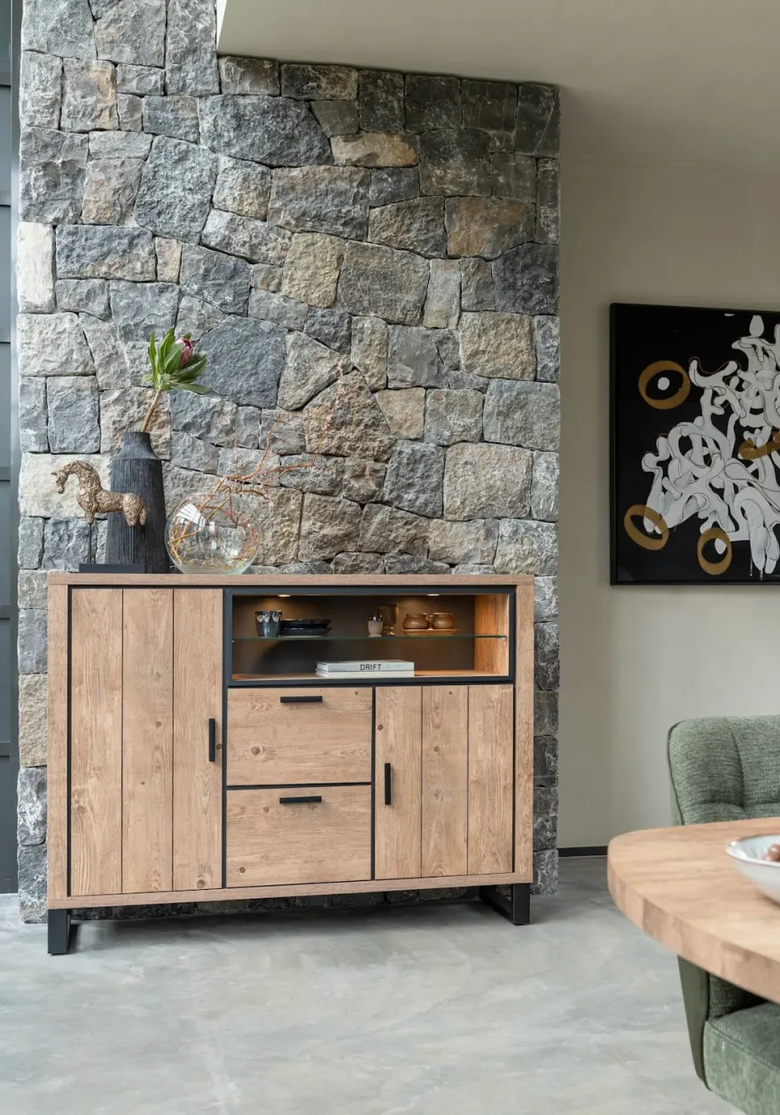 Pavarotti, dressette 160 cm - 2-deuren + 2-laden + 2-niches (+ LED)