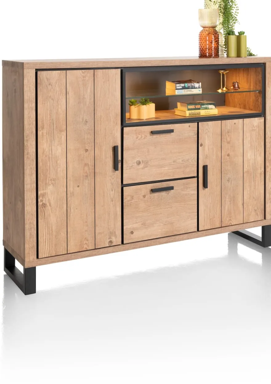 Pavarotti, dressette 160 cm - 2-deuren + 2-laden + 2-niches (+ LED)