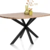 Pavarotti, eetkamertafel 150 x 120 cm - ovaal - x-poot centraal - metaal - centrale poot metaal