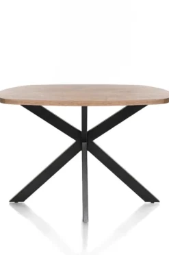 Pavarotti, eetkamertafel 130 x 110 cm - ovaal - x-poot centraal - metaal - centrale poot metaal