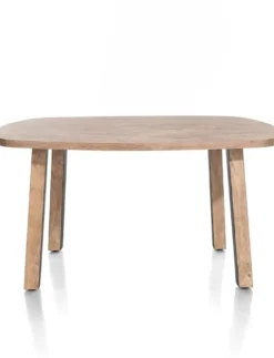 Pavarotti, eetkamertafel 150 x 120 cm - ovaal - 4-poot - metaal met houtinleg - tafelpoten (4) met houtinleg