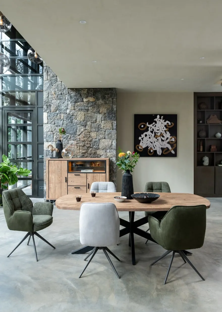 Pavarotti, eetkamertafel 180 x 108 cm - x-poot centraal - metaal - centrale poot metaal