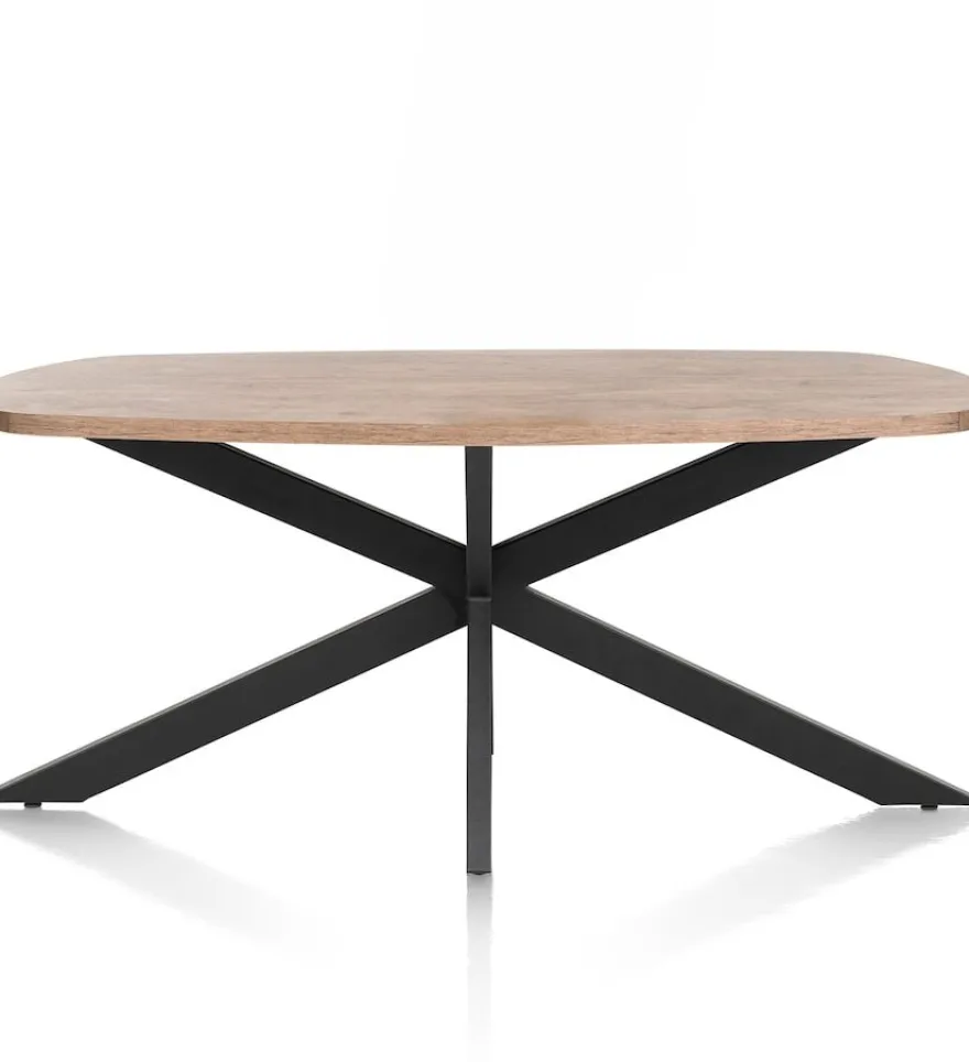 Pavarotti, eetkamertafel 180 x 108 cm - x-poot centraal - metaal - centrale poot metaal
