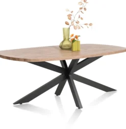 Pavarotti, eetkamertafel 180 x 108 cm - x-poot centraal - metaal - centrale poot metaal