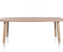 Pavarotti, eetkamertafel 240 x 108 cm - 4-poot - metaal met houtinleg - tafelpoten (4) met houtinleg