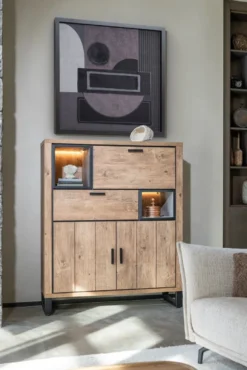 Pavarotti, highboard 125 cm - 2-deuren + 1-lade + 1-klep + 2-niches (+ LED)