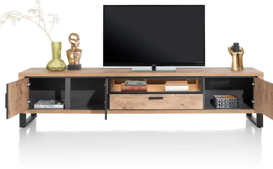 Pavarotti, lowboard 240 cm - 3-deuren + 1-lade + 1-niche (+ LED)