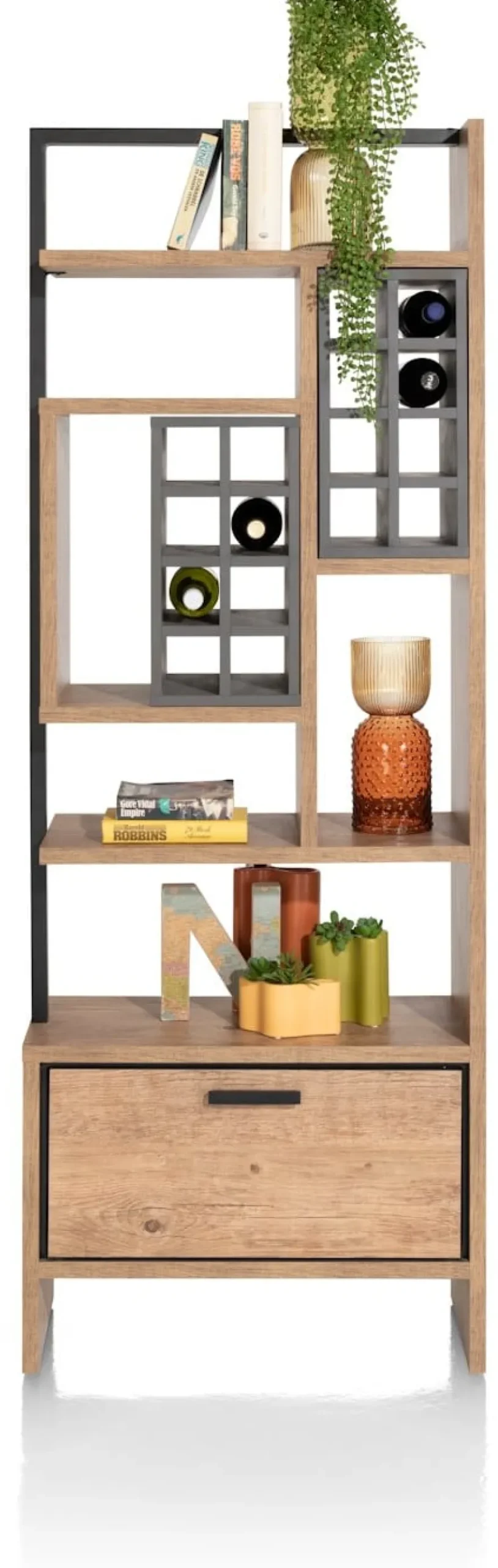 Pavarotti, roomdivider 70 cm - 1-lade t&t + 7-niches + 16-wijnvakken