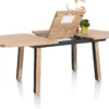 Pavarotti, uitschuiftafel 160 (+ 50) x 110 cm - 4-poot - metaal met houtinleg - tafelpoten (4) met houtinleg