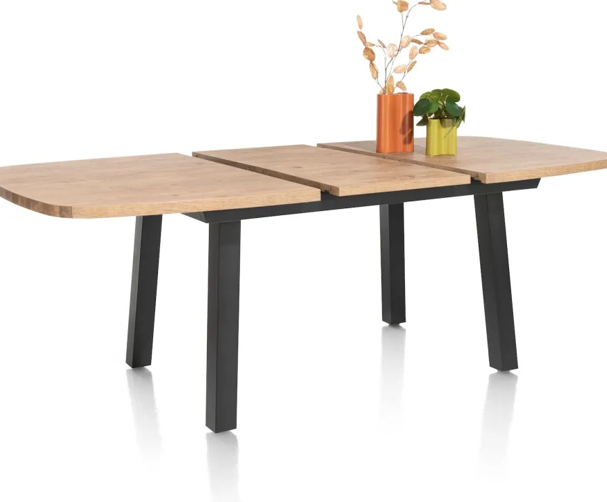 Pavarotti, uitschuiftafel 160 (+ 50) x 110 cm - 4-poot - metaal - tafelpoten (4) metaal