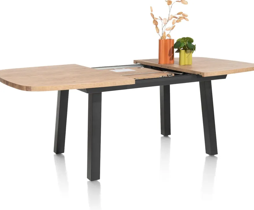 Pavarotti, uitschuiftafel 160 (+ 50) x 110 cm - 4-poot - metaal - tafelpoten (4) metaal