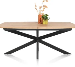 Pavarotti, uitschuiftafel 190 (+ 60) x 110 cm - x-poot centraal - metaal - centrale poot metaal
