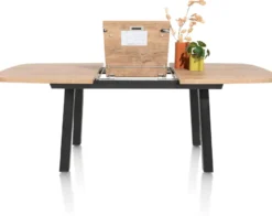 Pavarotti, uitschuiftafel 190 (+ 60) x 110 cm - 4-poot - metaal