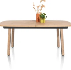 Pavarotti, uitschuiftafel 190 (+ 60) x 110 cm - 4-poot - metaal met houtinleg - tafelpoten (4) met houtinleg