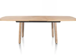 Pavarotti, uitschuiftafel 190 (+ 60) x 110 cm - 4-poot - metaal met houtinleg - tafelpoten (4) met houtinleg