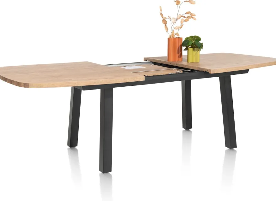 Pavarotti, uitschuiftafel 190 (+ 60) x 110 cm - 4-poot - metaal - tafelpoten (4) metaal