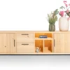 Pavie, dressoir 233 cm - 2-deuren + 2-laden + 3-niches (+ LED) - natural