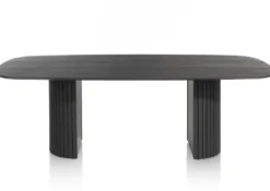 Pavie, eetkamertafel ovaal 240 x 120 cm (houten poot) - castle black
