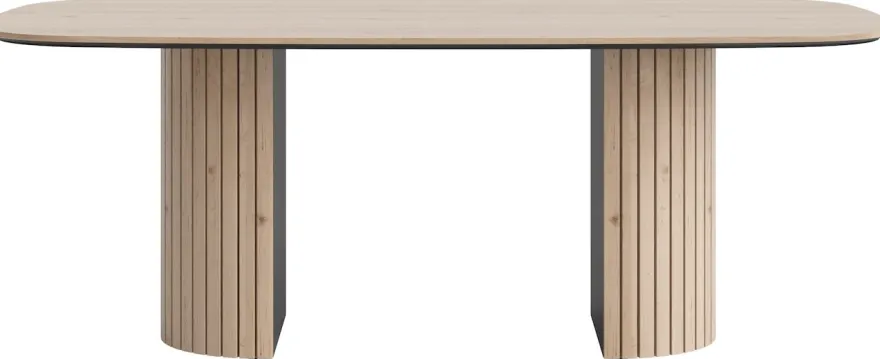 Pavie, eetkamertafel ovaal 210 x 120 cm (houten poot) - castle black