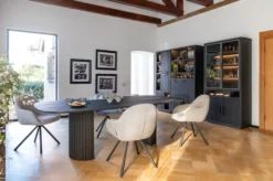 Pavie, eetkamertafel ovaal 210 x 120 cm (houten poot) - castle black