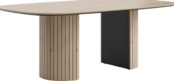 Pavie, eetkamertafel ovaal 210 x 120 cm (houten poot) - castle black