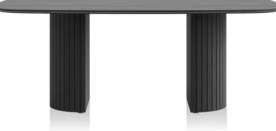Pavie, eetkamertafel ovaal 210 x 120 cm (houten poot) - castle black