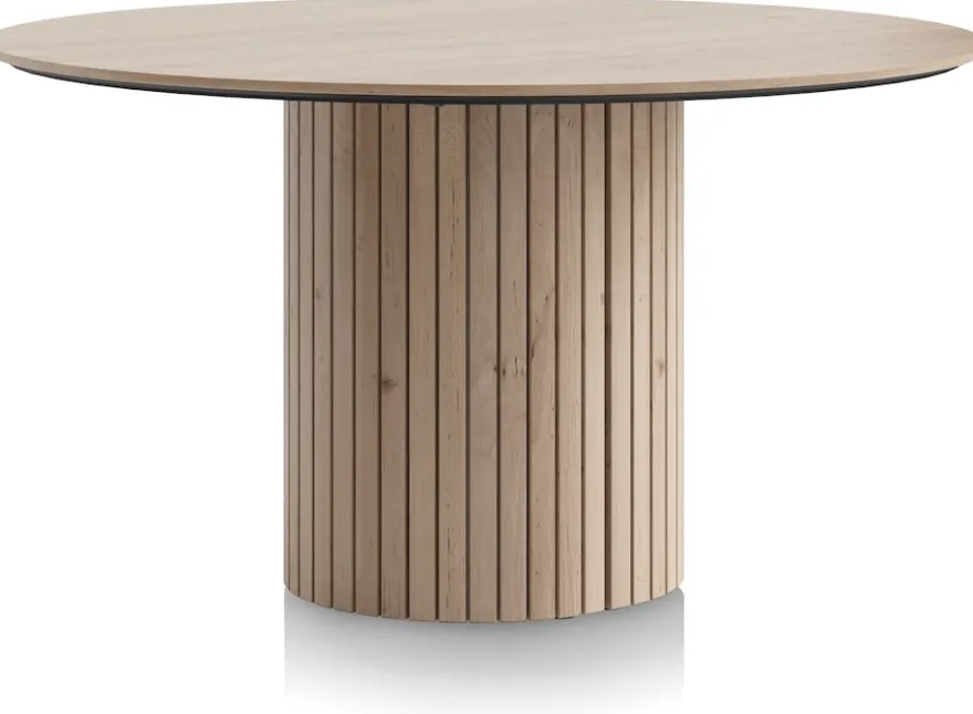 Pavie, eetkamertafel rond 140 cm (houten poot) - natural