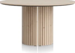 Pavie, eetkamertafel rond 140 cm (houten poot) - natural